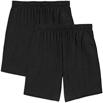 Fruit of the Loom Men's Eversoft Cotton Shorts with Pockets (S-4XL), 2 Pack-Black, 4X-Large