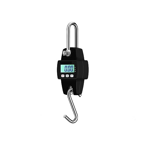 Portable Digital Crane Scale 300kg Electronic Crane Scale LCD Digital Weighing Tool Mini Handheld Digital Industrial Hanging Crane Scale with Hook Hang Scale (Black 1)
