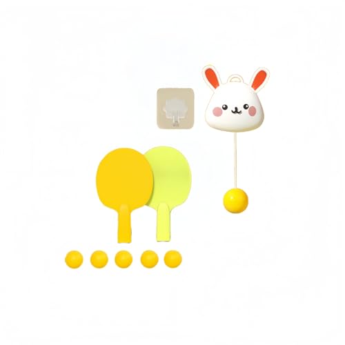 卓球練習器具セット 初心者向け ポータブル 卓球おもちゃ ラケット2枚・ボール5個・室内練習用 | 親子で楽しむスポーツエクササイズ | ギフトに最適 (ウサギ)