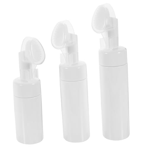 minkissy 3 Piezas Juego de Botellas vacías de Burbujas Bomba de Botella de Espuma Botella de Espuma con Cepillo dispensador de jabón en Espuma Botella Recargable con Bomba