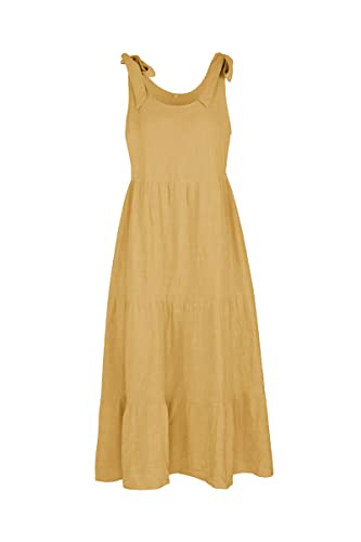 Image of chouyatou Women's Summer Adjustable Spaghetti Strap Solid Ruffle Swing Midi Dress