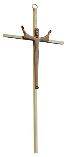 risen christ on cross  christian home wall dcor  gold-tone metallic finish  great catholic gift for baptism first holy communion and confirmation