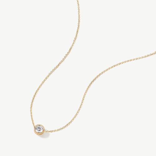 AGVANA Ray of Light 0.5-1 Ct Bezel Setting Round Solitaire Lab-Grown Diamond Pendant Necklace in 14K Solid Gold (D-E Color, VS Clarity) Fine Jewelry Promise Anniversary Birthday Gifts for Women3