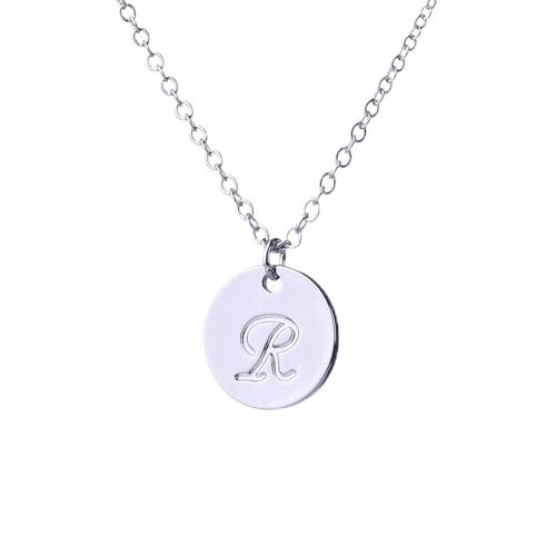 AOLO Unique Initial Disc Necklace Personality Necklace R