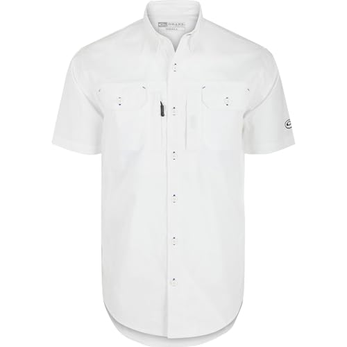 Drake Waterfowl Men's Wingshooter Trey Solid Breathable Lightweight Naturally Wicking Buttoned Short-Sleeved Shirt w/Pockets