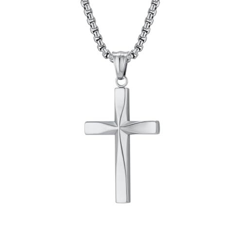 Collier crucifix en acier inoxydable robuste avec chaîne hip hop résistante à l'eau