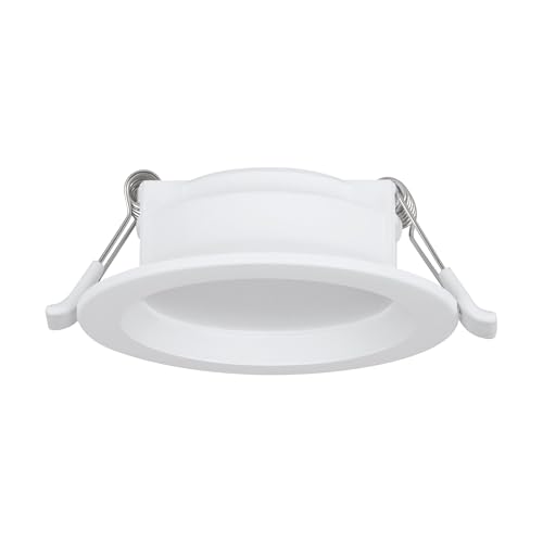 Eglo LED spot encastrable Idun-E, plafonnier à encastrer rond, en plastique blanc, lampe de plafond encastrée, lumière blanc chaud, Ø 8,6 cm