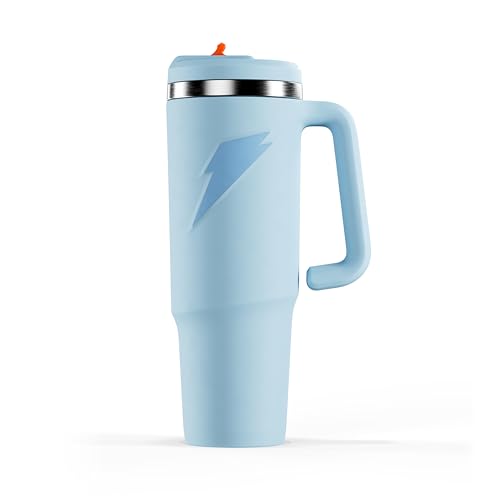Image of Gatorade Crossover Stainless Steel Tumbler Water Bottle, Light Blue, Double-Wall Insulation, 36 fl oz