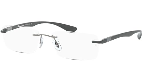 Ray-Ban RX8724 Titanium Rectangular Prescription Eyeglass Frames, Gunmetal/Demo Lens, 56 mm + 0
