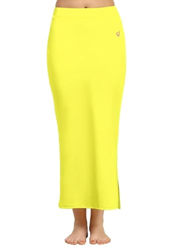 Image of TRENDMALLS Women's Polyester Spandex Stretchable Straight Saree Shapewear Petticoat for Women, Cotton Blended, Skirts for Women, Saree Shaper Yellow