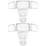 LUTEC 2 Pack 72W 7500LM LED Security Lights Motion Sensor Light Outdoor, 5000K Daylight, IP65 Waterproof, Dusk to Dawn, 3-Head Motion Detected Flood Light for Garage, Yard, Porch(White)