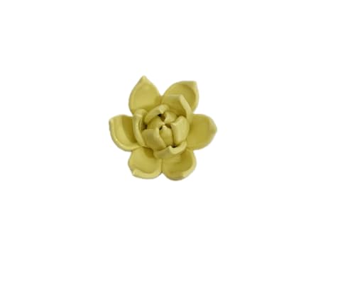 Image of Yellow,Succulent Plant, 2.76 inch,Ceramic Flower Wall Art Decor, Artificial Flower Wall Sculpture,Handmade Ceramic Flowers for Home,Hallway,Living Room, Kitchen,Bathroom