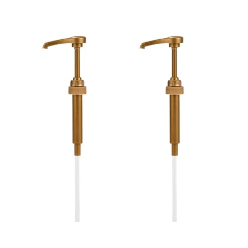 Bomba de jarabe – Dispensador de jarabe de café dorado para jarabes delgados Torani y Jordan (juego de 2), 0.25 onzas por bomba, material de polipropileno portátil con cuello roscado de 28 mm para un