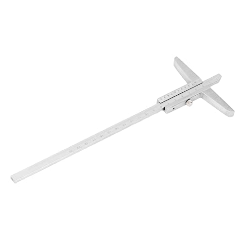 Profondeur Vernier Calibre Acier à Haute Teneur en Carbone 0.02mm Résolution Jauge de Profondeur pour le Traitement des Métaux de Charpentier(0-200mm)