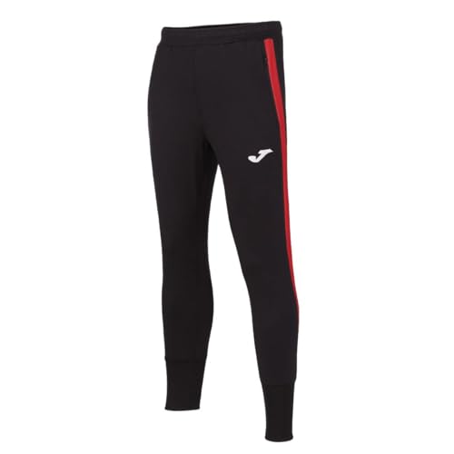Joma Hombre Pantalón Deportivo, Negro-Rojo, L