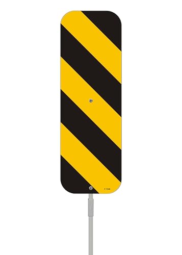 Object Marker Sign Black Yellow Vertical Panel 18" x 6" With 35" Long Metal Stakes for Traffic Road Warning Outdoor Barricade Construction Caution With Stand Aluminum Outdoor Use Yard Business