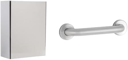 Bobrick Stainless Steel 6.4 Gallon Waste Receptacle and 42" Straight Grab Bar Bundle
