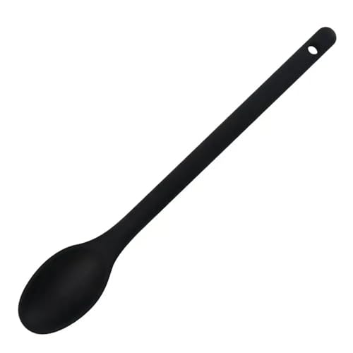 Spoon Salad Mixing Nonstick Silicone Cooking Spoon Long Handle Spoons Baking Stirring Scoop Cuchara(Black)