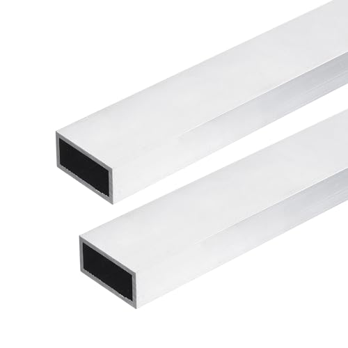 DMiotech 2 Paquete (51mm X 25mm X 3.2mm) Tubo Cuadrado de Aluminio 6061 de 300mm de Longitud para Construcción de Marcos de Maquinaria Proyectos de DIY
