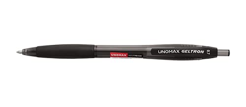 UNOMAX Geltron Retractable Gel Pen Pack Of 20 (Black) | Professional Ergonomic Design For Daily Use, Exam-Friendly | Retractable Convenience, Quick-Drying Precision, Smooth Writing