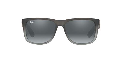 Ray-Ban Justin Lunettes de Soleil, Caoutchouc Gris dégradé Gris/Gris Miroir argenté dégradé de Couleur, 54 mm Homme