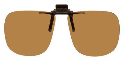 Polarized Clip-on Flip-up Plastic Sunglasses - Square - 60mm Wide X 54mm High (136mm Wide) - Polarized Brown Lenses - Shade Control G-Clips