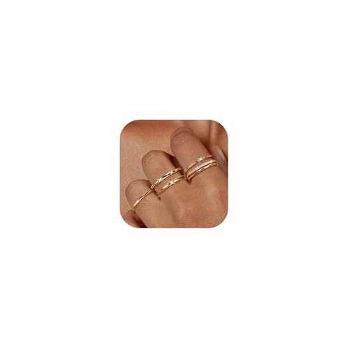 CASSIECA 5Pcs Anillos Mujer Oro Anillo de Corazón Stacking Anillo Oro Plata Anillos de Compromiso Alianzas Boda Anillo de Promesa Tamaño 11.75