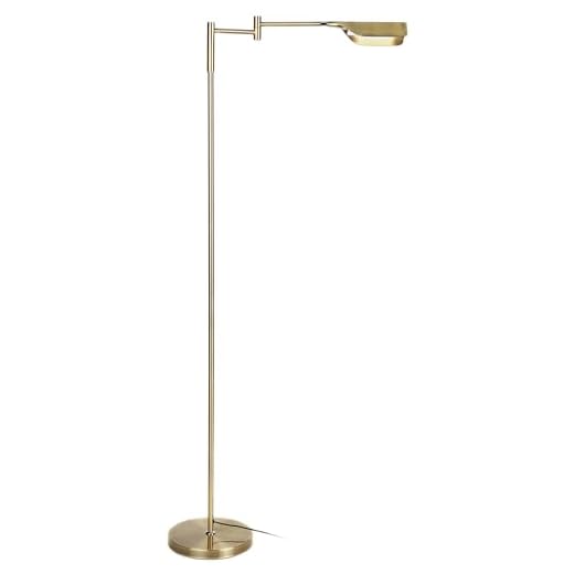 Brightech Leaf Pharmacy LED Reading Lamp, Dimmable Floor Lamp with Easy Rotation over Chair or Desk for Living Rooms & Offices, Adjustable Standing Tall Lamp, For Sewing & Crafts, Antique Brass (Gold)