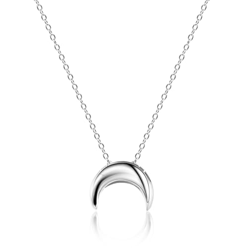 ALEXCRAFT Collar Luna Mujer Plata 925 Collar Luna Plata Collares Plata para Mujer Fino Verano Muy Fino Regalo para Mamá Niña Joyas Ideas de Cumpleaños Mond Kette Silber 925