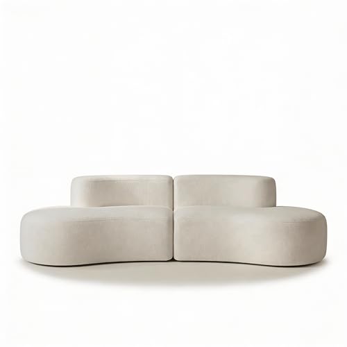 Coco Living Lounge Double | Canapé 3 Places Design | Formes Courbes Modernes | Confort Premium pour Salon et Appartement | 240 x 102 x 60 cm (Blanc)