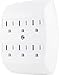 GE 6-Outlet Extender Wall Tap, Grounded Adapter, Tamper-Resistant Safety Outlets, Charging Station, 3-Prong, UL Listed, White, 55200