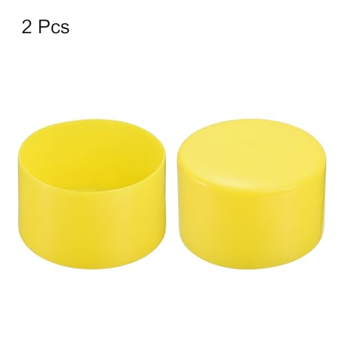 Image of uxcell 2pcs Rubber End Caps 80mm(3 1 /8 inch) ID Vinyl Round Tube Bolt Cap Cover Screw Thread Protectors Yellow, 50mm Height