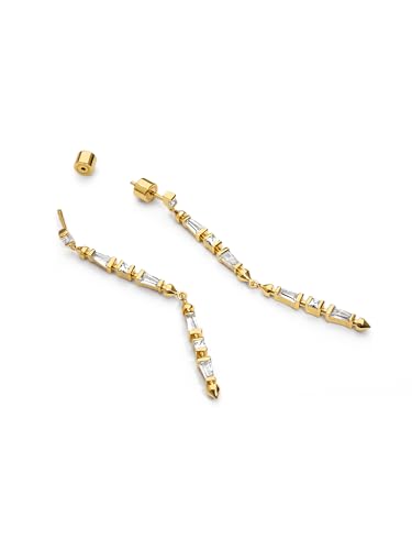 Miniatura 3 de SINGULARU - Pendientes Long Iris Colors. Latón con Baño en Oro de 18 Kt y Circonita. Joyas Para Mujer.