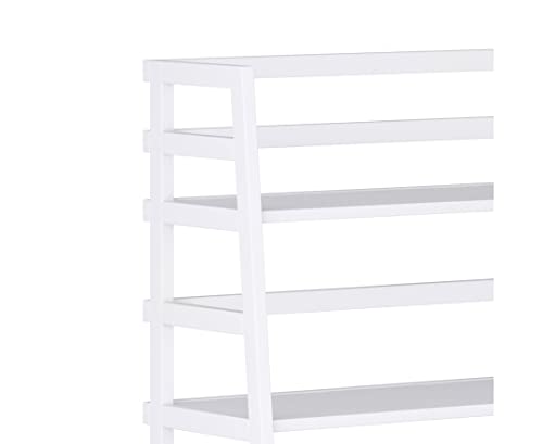 Simplihome Acadian Solid Wood 63 Inch X 30 Inch Transitional Ladder Shelf Bookcase In White With 5 Shelves, For The Living Room, Study And Office #TOP4