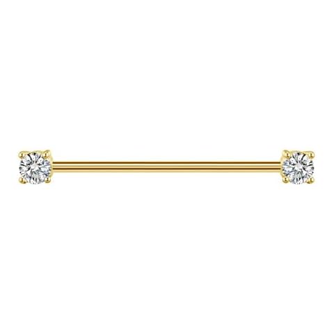 Niaspi 14G CZ Industrial Barbell Earrings for Women Men 316L Stainless Steel Cartilage Conch Helix Earrings 38mm Industrial Bar Industrial Piercing Jewelry (Gold) Cover