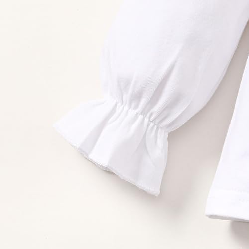 Image of 12M-14Y Toddler Baby Girls Peter Pan Collar Blouse Kids Girl Solid Color Puff Sleeve T-Shirts Casual Tee Tops