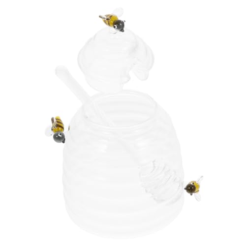 Garneck Glass Honey Dispenser Pot Honey Jar Honey Dippers Jar Lid Honey Mixing Stick
