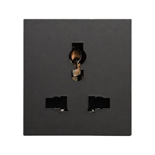 Image of 6A Universal Socket | Compatible with ROMA modular plates & Smarteefi Modular Smart Switch Boards | Kids Safety Shutter | US, AUS, UK, Europe and other major countries Plug support (1, Black)