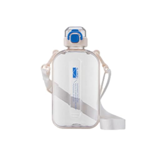 Flat Water Bottles - Large Capacity Clear Water Bottle, Sports Water Bottle with Shoulder Strap | Clear Portable Large Capacity Bottle with Safety, Flat Bottle for Purse and Flexible Cleaning