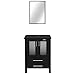 Eclife Modern 24" Bathroom Vanity Pedestal Cabinet Set Pedestal Stand Wood (Black) with Bathroom Vanity Mirror Soft Closing Cabinet Doors Set B02