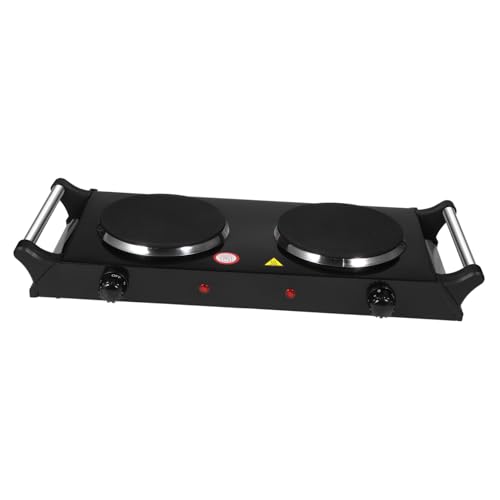 CAXUSD Dual Electric Burner Portable Induction Cooker with Fast Heat Dissipation and Double Cast Iron Plates Versatile Home Stove for Tea Coffee and Daily Meals Uk Plug