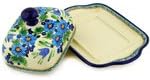 Polmedia Polish Pottery Butter Dish UNIKAT - Evangeline Pattern Handmade in Boleslawiec Poland + Certificate of Authenticity