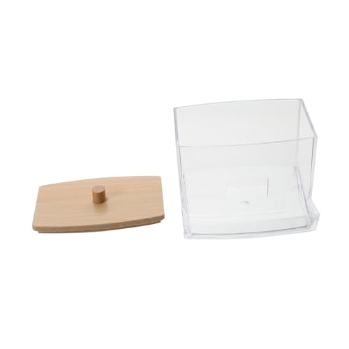 MUCKLILY Clear Cotton Swab Holder Durable Bathroom Storage Jar with Lid for Cotton Balls Rounds and Vanity Organization Effortless Dispensing Space Saving Design