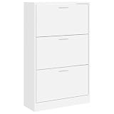 Schuhschrank aus Sperrholz, Weiß, 63 x 24 x 103 cm, mit 3 Schubladen
