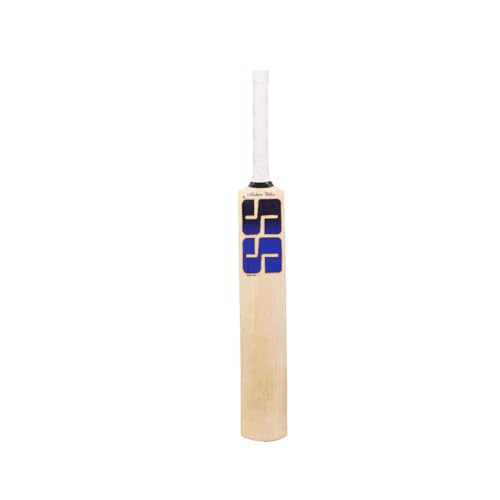Image of SS Sky Players Kashmir Willow Cricket Bat | Full Size Short Handle | Thick Edges, Light Pickup & Huge Sweet Spot | for Leather & Tennis Ball Practice