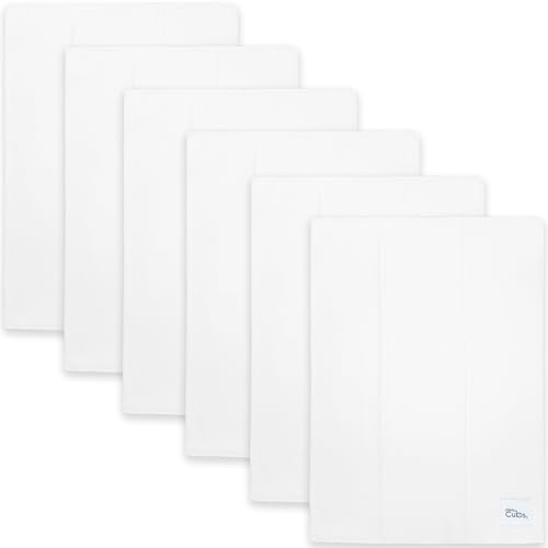 Image of Comfy Cubs Baby Burp Cloths Set (Pack of 6) - Large, 6-Layer, Ultra Absorbent 100% Cotton for Baby Spit-Up, Drool, and Messes - Soft, Gentle, Thoughtful New Born Baby Gifts, (White)