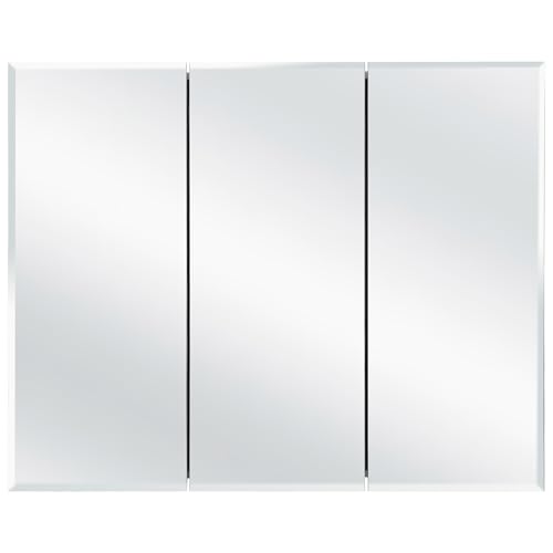 Image of Design House Cyprus Medicine Cabinet, 3 Frameless Mirrored Doors, 2 Adjustable Shelves, Pre-Assembled, Surce or Recess-Mounted, White, 36.3 in. W x 4.4 in. D x 30.1 in. H, 590265 | Adjustable Shelves, Wall Mount, Contemporary /Modern, Wood, Bath, 590265