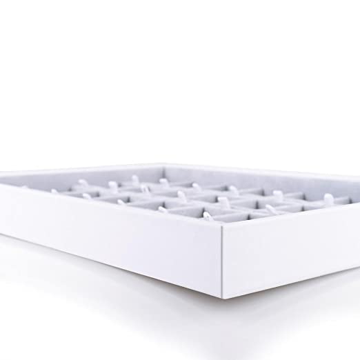 Image of 12 Slot Pendant Earring Card Tray Grey Velvet Jewelry Drawer Organizer Tray Stackable
