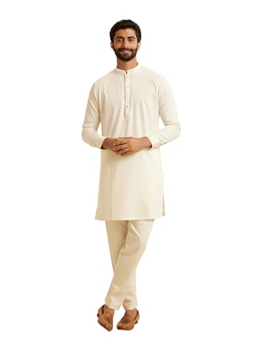Kurta pour homme Manyavar vêtement traditionnel ensemble ethnique uni 2 pièces
