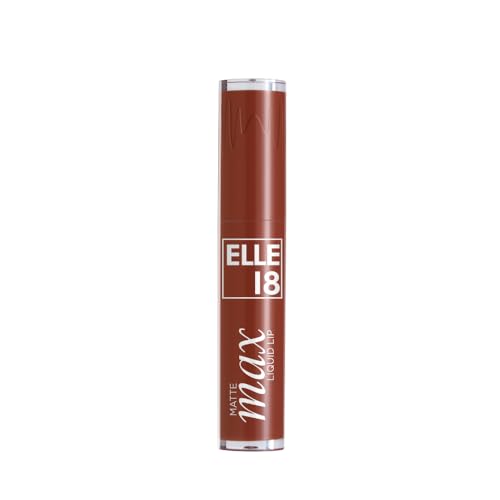 Image of Elle18 Matte Max Liquid Lipstick - Cocoa Sprinkle, for Smooth Lips, with Hyaluronic Acid & Vitamin E, Blur Matte Finish, Transferproof & Smudgeproof - 6ml